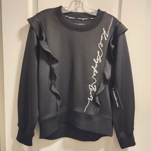 Karl Lagerfeld Black Ruffle Detail Sweater